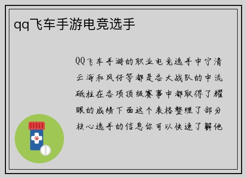 qq飞车手游电竞选手